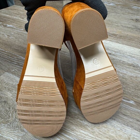 rsxses Brown suede Platform Heel Sandals Women's Size EU 37 - Picture 4 of 6